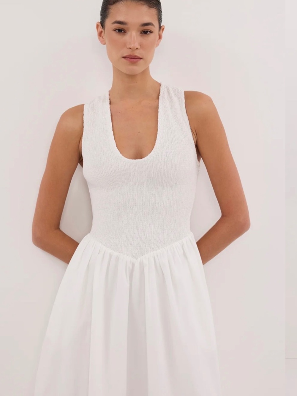 Dissh Florence white cotton midi dress